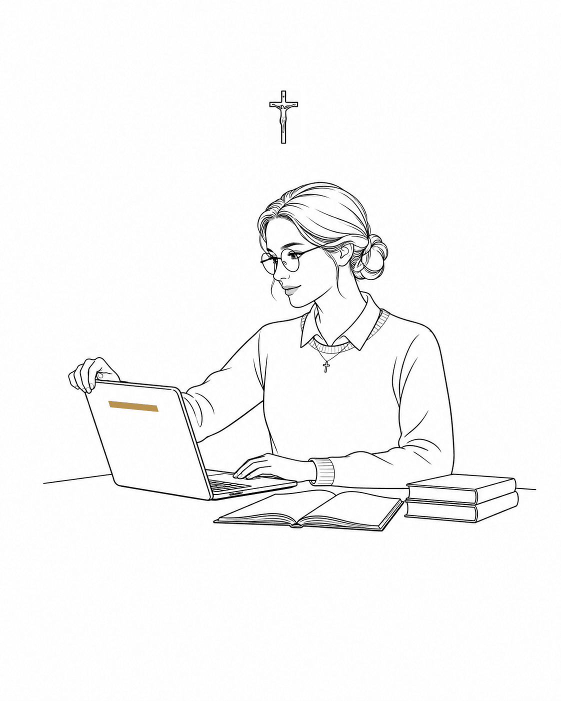 L'étudiante ouvre son cours
